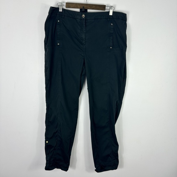 Chicos Pants Womens 3 Ankle Black Stretch Casual Pull On Travel Cropped Side Zip - Picture 1 of 7
